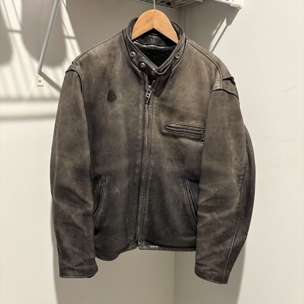 Vintage Schott 141 Cowhide Leather Cafe Racer Motorcycle Jacket Size 42 USA FADE